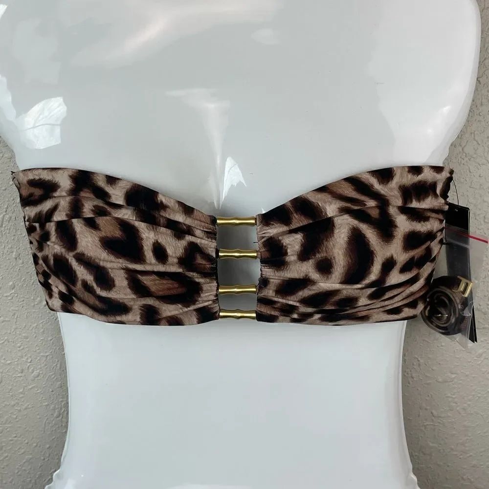 NWT Carmen Marc Valvo Tiger Print Bikini Top Sizes S or M